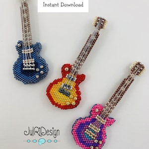 Beaded Miniature Electric Guitar TUTORIAL/pattern/instructions/PDF/Instant Download