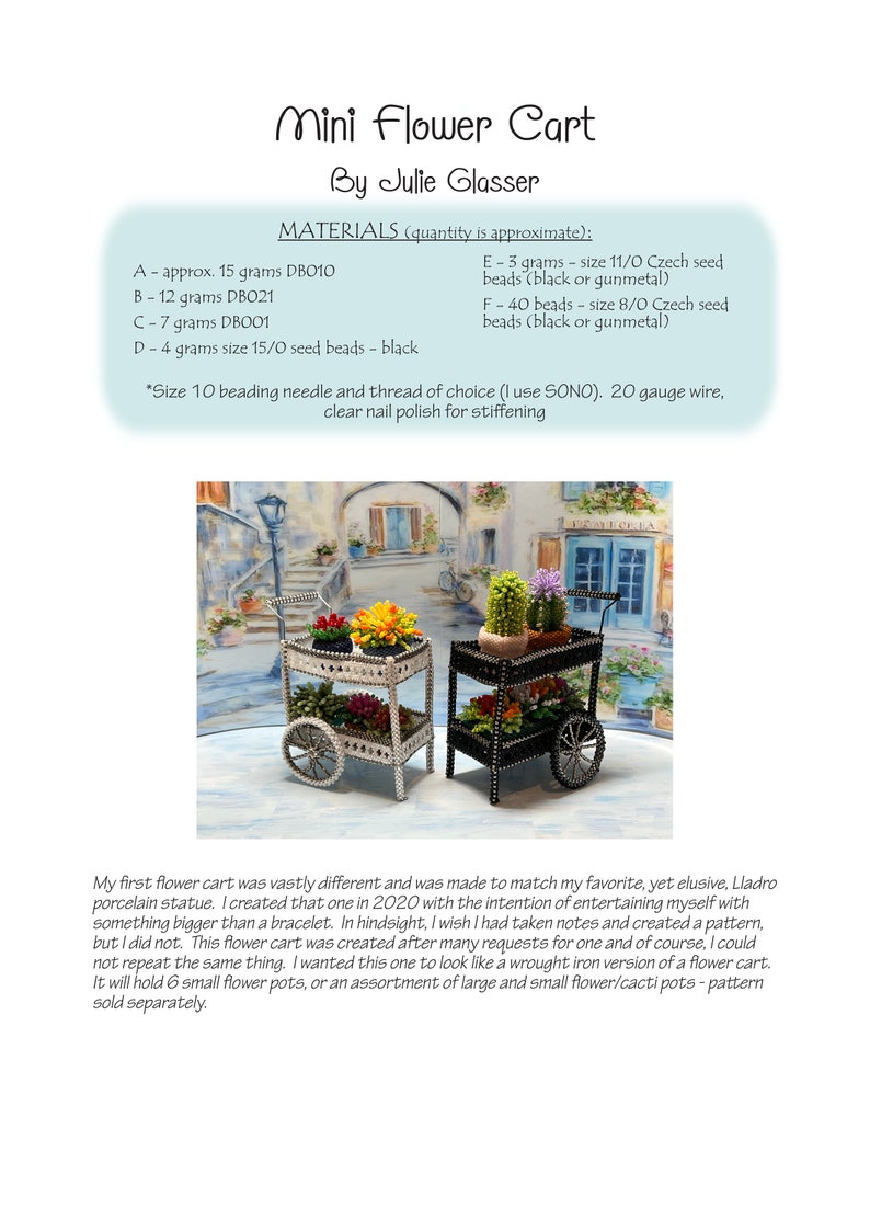 Miniature Beaded Flower Cart TUTORIAL/PDF pattern/Beading Instructions image 9