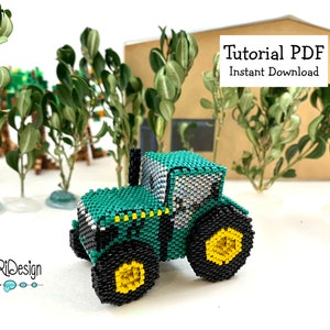 Beaded Miniature Tractor TUTORIAL/pattern/instructions/PDF