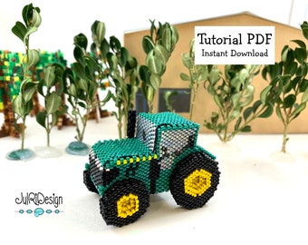 Beaded Miniature Tractor TUTORIAL/pattern/instructions/PDF