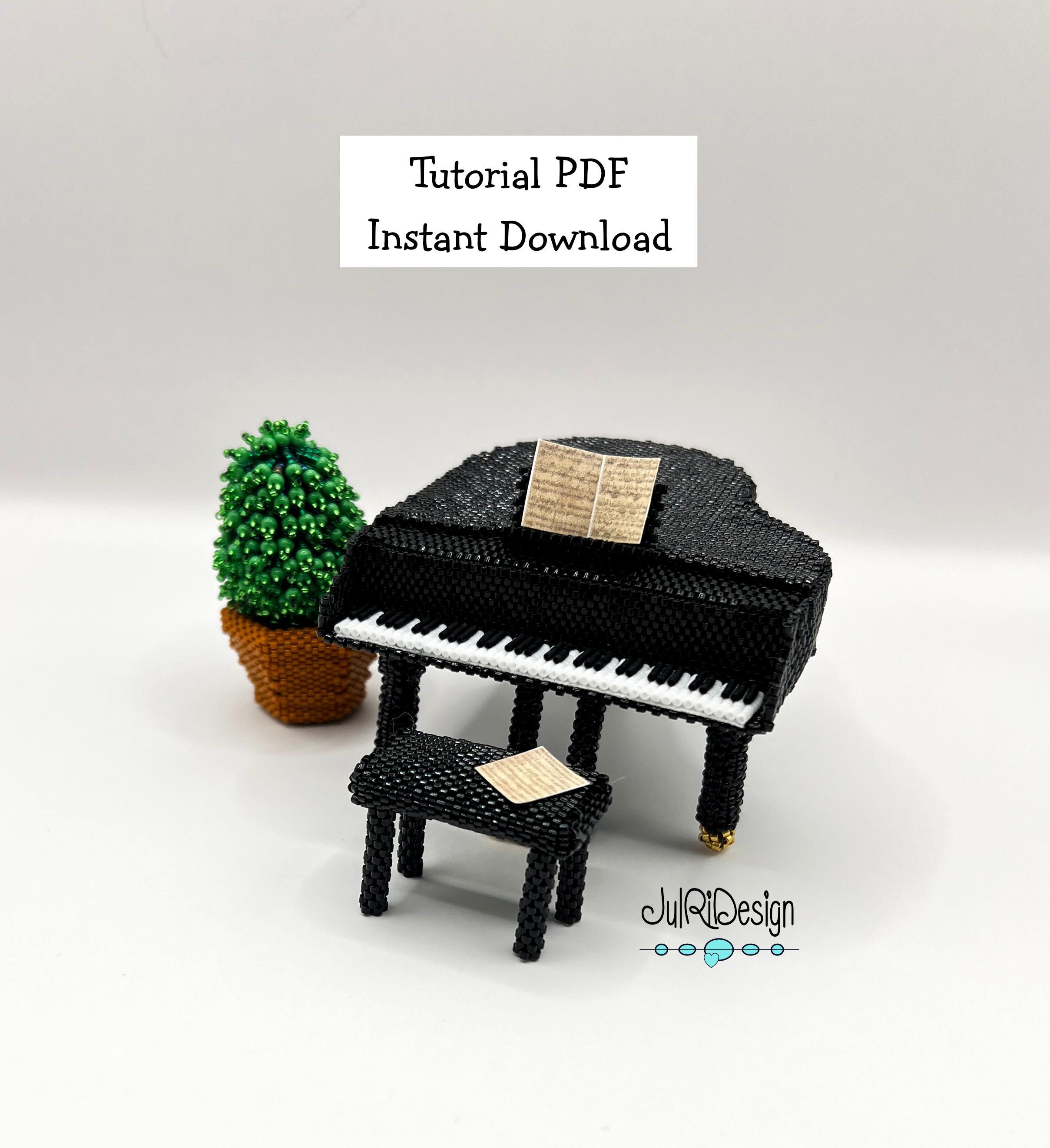 ビーズ細工のミニチュアベビーグランドピアノ チュートリアル/パターン 