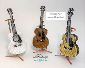 Beaded Miniature Acoustic Guitar TUTORIAL/pattern/instructions/PDF/Instant Download