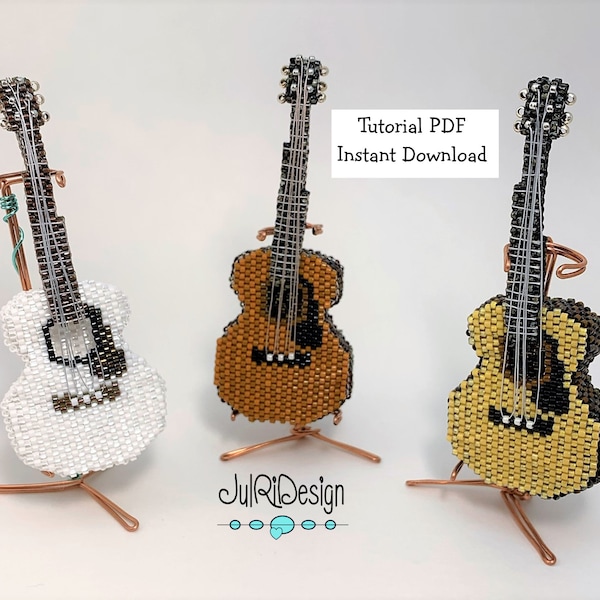 Tutoriel de guitare acoustique miniature perlée/modèle/instructions/PDF/Téléchargement instantané