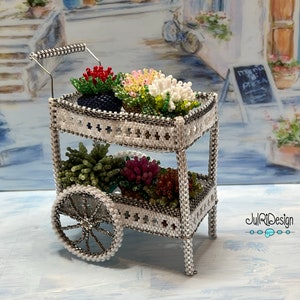 Miniature Beaded Flower Cart TUTORIAL/PDF pattern/Beading Instructions image 4