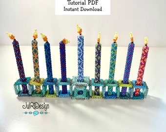 Beaded Hanukkah Menorah with Candles - Tutorial