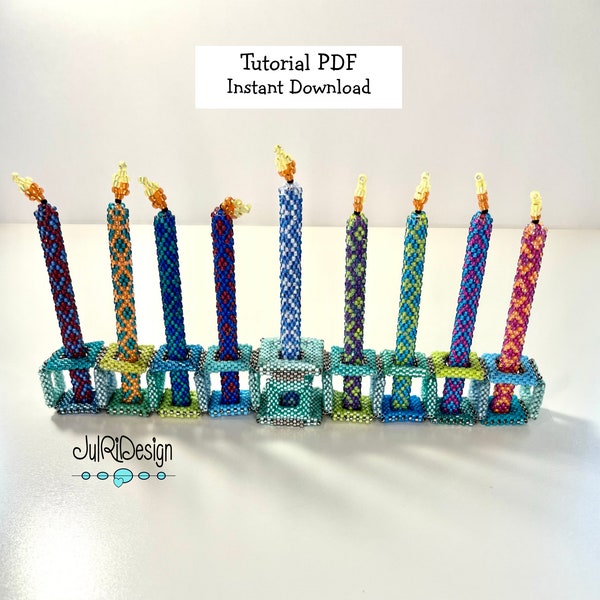 Beaded Hanukkah Menorah with Candles - Tutorial