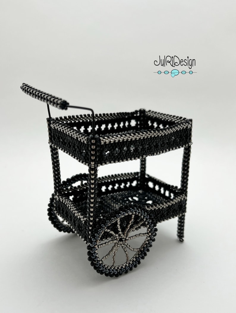 Miniature Beaded Flower Cart TUTORIAL/PDF pattern/Beading Instructions image 2