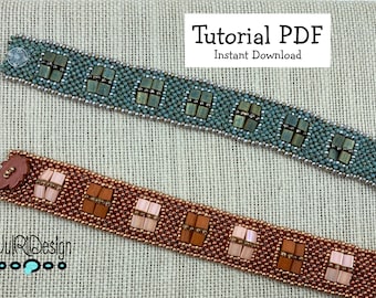 Modified Right-Angle Weave with Tilas & Peanut Beads Bracelet TUTORIAL/pattern/instructions