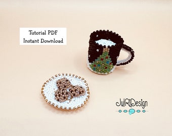 Beaded Mini Mug Milk and Cookies for Santa TUTORIAL/pattern/instructions/PDF