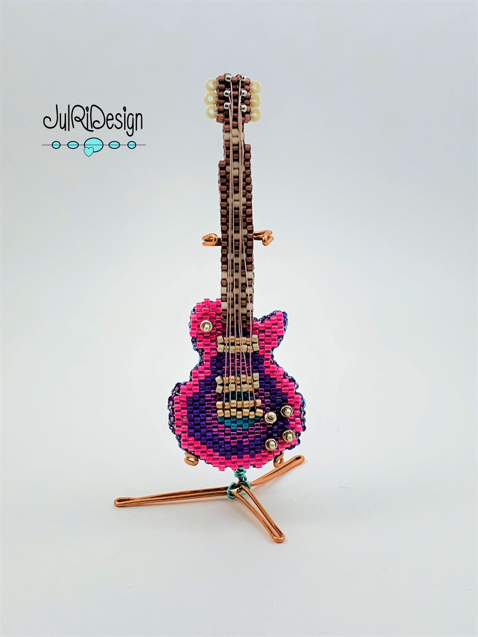 Beaded Miniature Electric Guitar Etsy