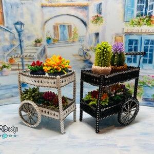 Miniature Beaded Flower Cart TUTORIAL/PDF pattern/Beading Instructions image 7