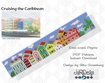Peyote PDF Bracelet Pattern/PDF/Beading Pattern - Cruising the Caribbean