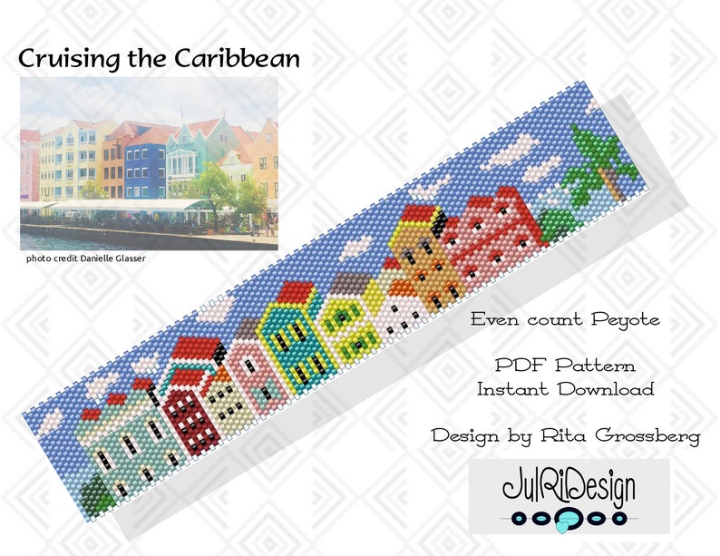 Peyote PDF Bracelet Pattern/PDF/Beading Pattern Cruising the Caribbean image 1