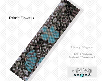 Peyote PDF Bracelet Pattern/PDF/Beading Pattern - Fabric Flowers