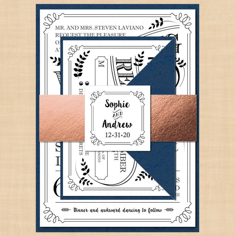 Typography Invitation, RSVP, Inserts, Belly Band Wedding Suite