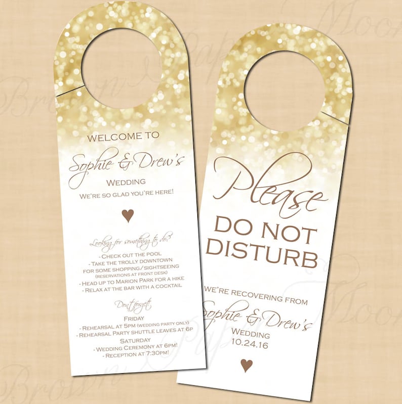 White Gold Sparkles Door Hangers Text Editable Printable On Etsy