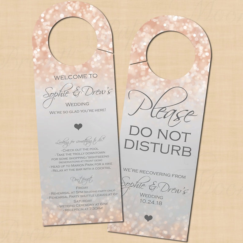 Gray And Blush Shimmer Double Sided Door Hangers Etsy