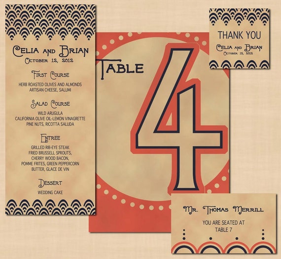 Items similar to Vintage Charleston Reception Package Menu, Table