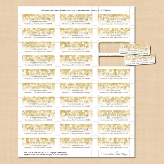 white gold sparkles return address labels 3 4x2 1 4 etsy