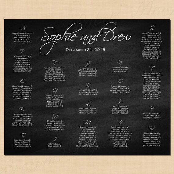 Chalkboard Wedding Seating Chart