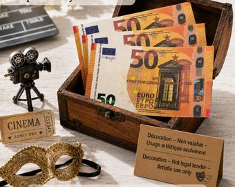 50-Euro-Spielgeld-Set – 50 gefälschte Geldscheine für Film, Foto, Party und Wanddekoration