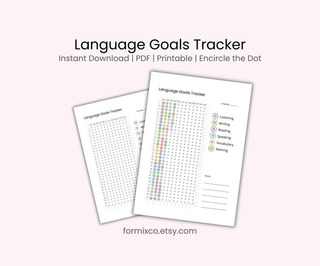 Language Notebook Tracker Language Goals Tracker, Milestone PDF Printable (digital Download) - Etsy