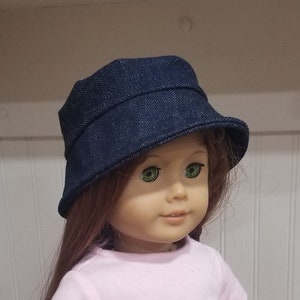 American Made 18" Girl or Boy Doll Clothing Dark Blue Cotton Denim Bucket Hat 15" Twins or Bitty Baby doll