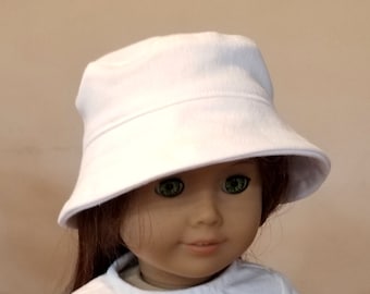 American Made 18 inch Girl or Boy Doll Clothing - Fun White Cotton Bucket Hats, Doll Beachwear