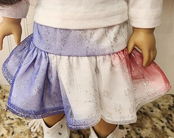 American Made 18 inch Girl Doll clothing, Glittered Gathered Skirt, Tie dyed Skirt