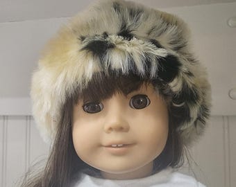 American Made 18 inch Girl clothing - Soft and Furry Animal Print Cap