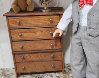 Vintage 18 inch doll chest of drawers, Primitive doll furniture, 18 inch doll furniture