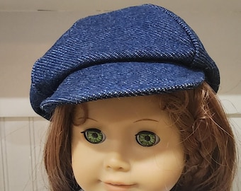 American Made 18 inch Blue Denim Newsboy Cap Fits 18" Boy Doll Clothes