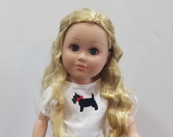 18 Inch Doll with Puppy Paw Pajamas, Two Additional Outfits and a Pair of Shoes