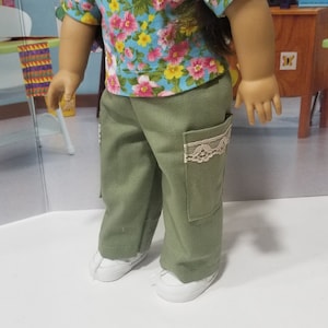American Made 18&quot; Girl or Boy Doll clothing - Soft Olive or Sage Cotton Twill Jeans
