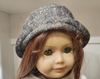American Made 18 inch Girl or Boy Doll Clothing - Black/Gray Tweed Bucket Hat