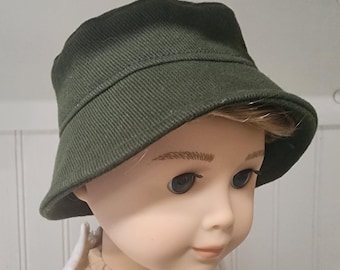 American Made 18" Girl or Boy Doll Clothing Forest Green Bucket Hat 15" Twins or Bitty Baby doll