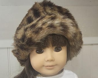 American Made 18 inch Girl clothing - Soft and Furry Animal Print Cap