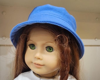 American Made 18 inch Girl doll clothing - Fun Bright Blue Cotton Bucket Hat