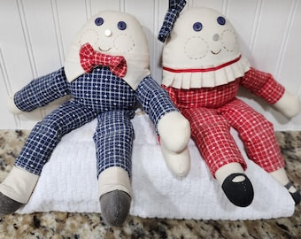 Set of Humpty Dumpty Dolls, Cloth Dolls, Nursery Rhymes, Child Bedroom Decor