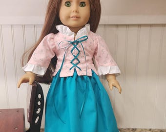 American Made 18 inch  Girl doll clothing - Felicity Period Outfit 1770's Era