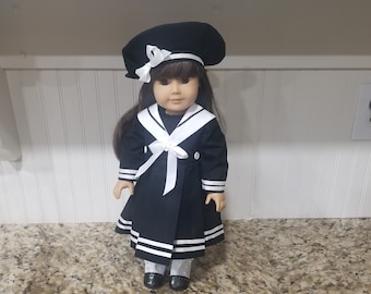 American Made 18" Girl doll clothing, Black Sailor Outfit, Historic Clothing, Samantha