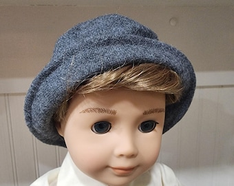 American Made 18" Doll Clothing Heather Gray Wool Bucket Hat Fedora