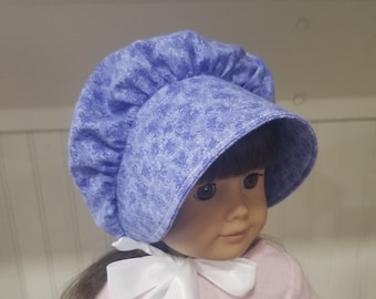 18" Doll Clothes fits American Girl - Purple Cotton Prairie Bonnet, Purple Calico Bonnet, Little House Bonnet