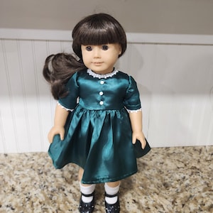 American Made 18 inch doll clothing Green Satin Dress Molly McIntire