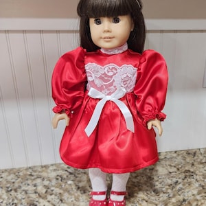 American Made 18 inch doll clothing - Lovely Red Satin Dress Samantha Parkington