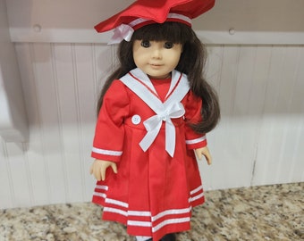 american girl doll red dress American Girl 2011 Mini Rebecca Doll 6" Tall Painted Face Original Red  Dress