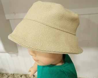 American Made 18" Girl or Boy Doll Clothing Golden Tan Cotton  Bucket Hat 15" Twins or Bitty Baby doll