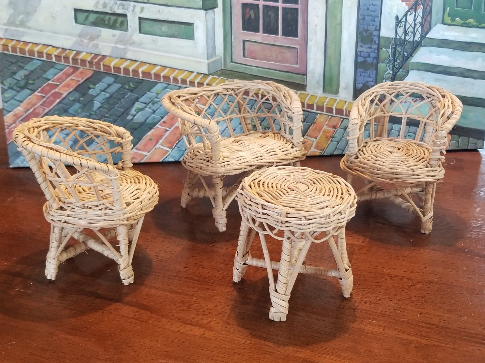 Barbie Doll Wicker Furniture Set Barbie 4 Piece Furniture Etsy