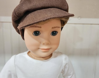 American Made 18" Girl or Boy Doll Clothes Brown Cotton Newsboy Cap Fits 18" Doll