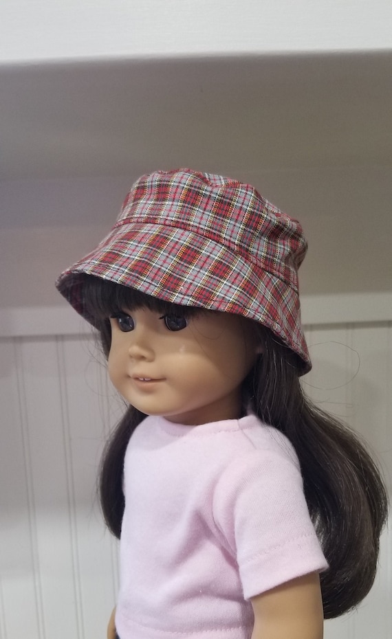 American Made 18 Inch Girl or Boy Doll Clothing Adorable Red and Gray Plaid Cotton Bucket Hats Etsy